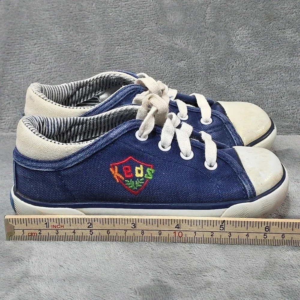 Vintage Keds‎ Kids Size 8.5 Blue Canvas Embroidered
